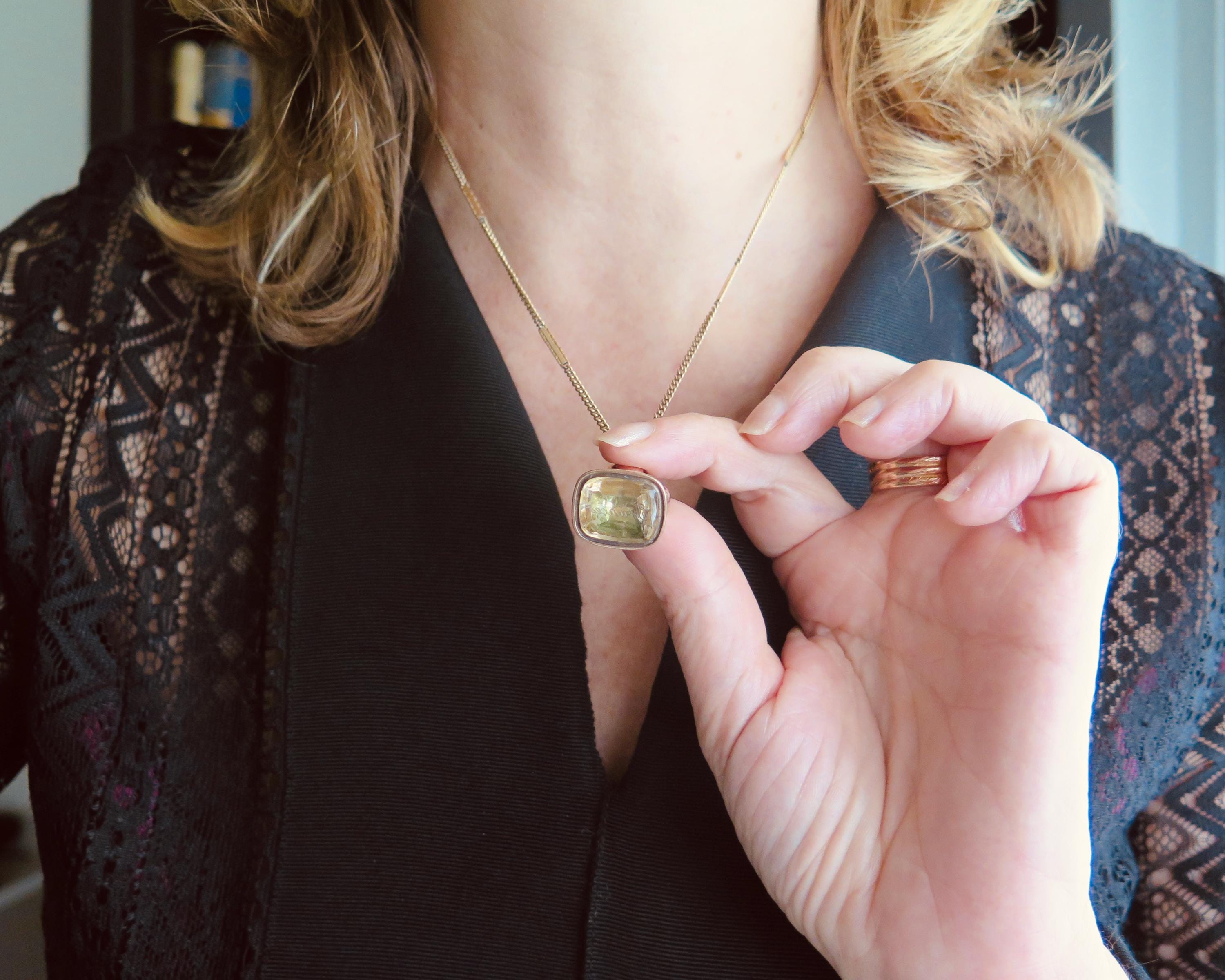 Antique Citrin Intaglio Fob "Frances"