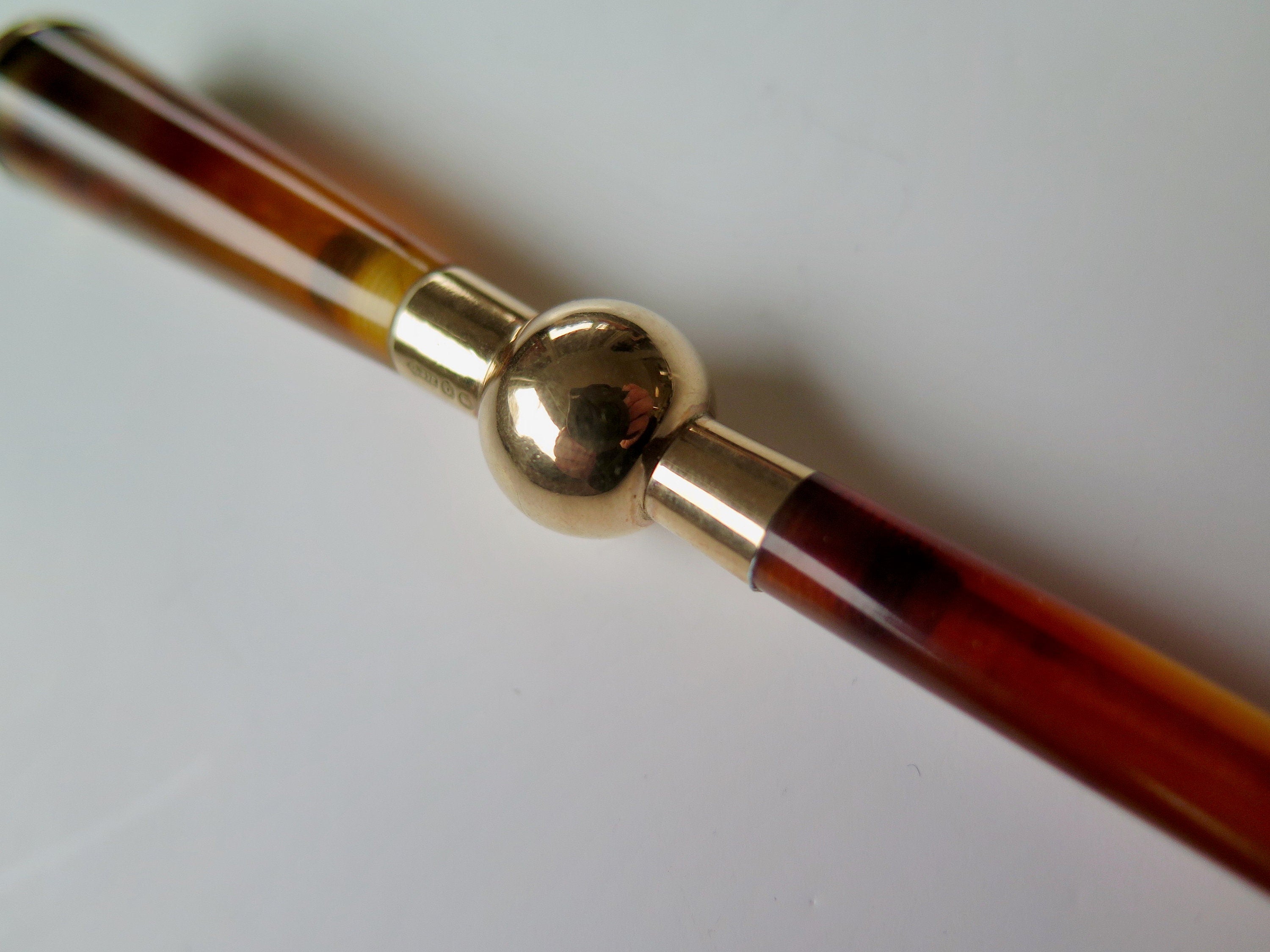 Antique Edwardian 9k Gold & Faux Tortoiseshell Cigarette Holder, London 1919