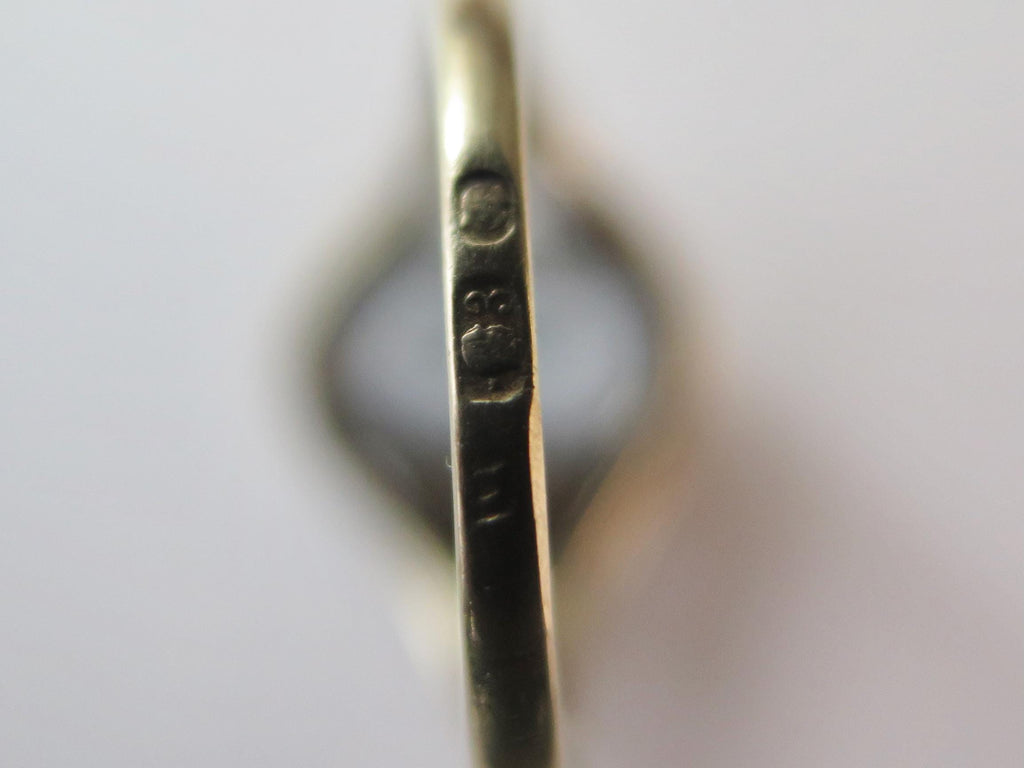 Antique French Art Nouveau Ring 14k Gold – Oval Blue Gemstone – Floral Shoulders