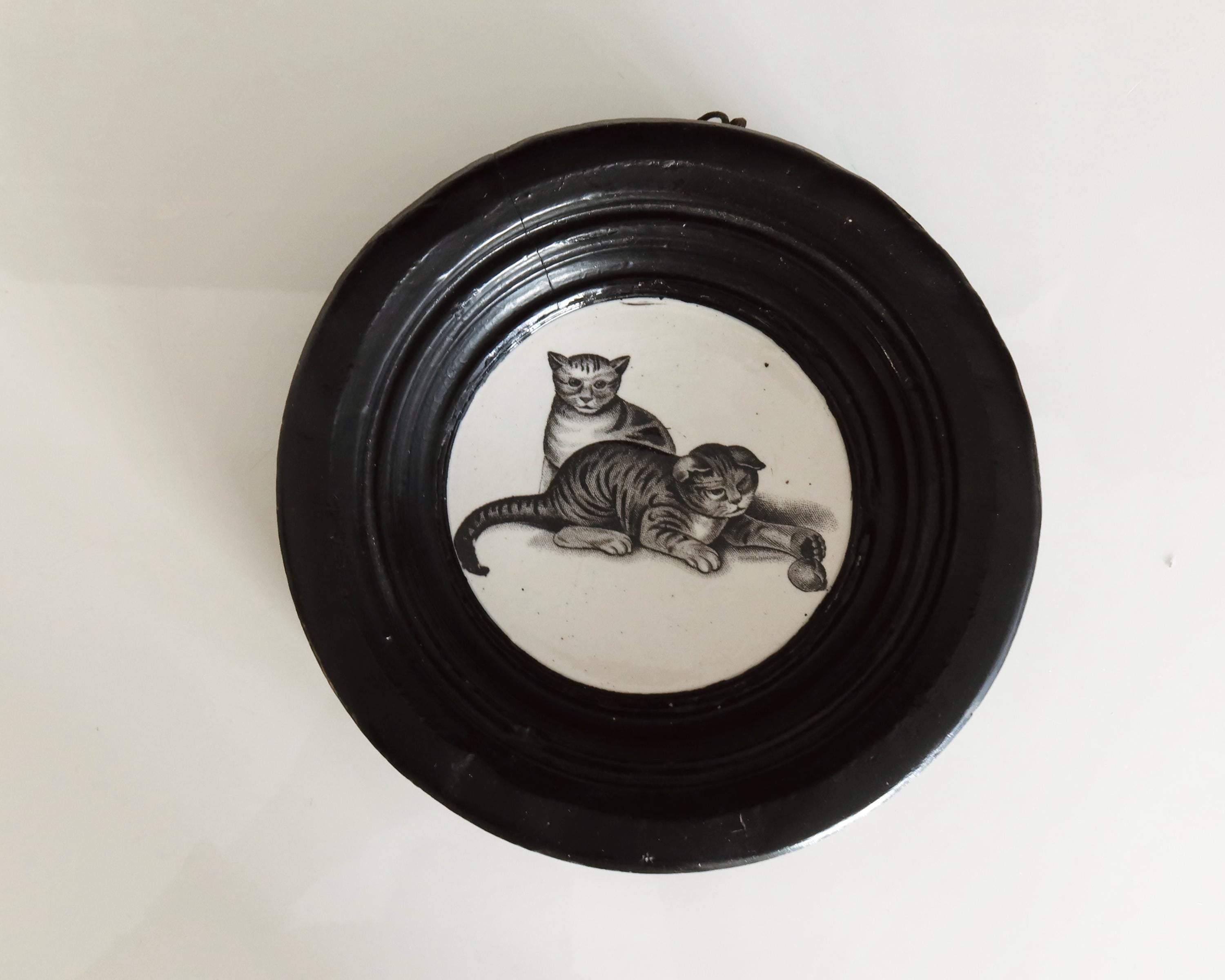 Victorian Plaster Wall Plaque with Cats Antique 19th Century Cat Decor