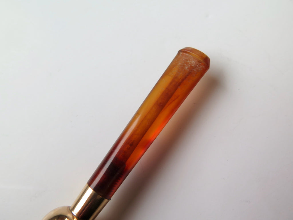 Antique Edwardian 9k Gold & Faux Tortoiseshell Cigarette Holder, London 1919