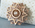 Antique 14k Gold Star Pendant-Brooch with Old Mine Cut Diamond