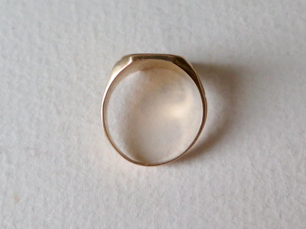 Antique 18k Rose Gold Signet Ring: Art Deco HM Monogram