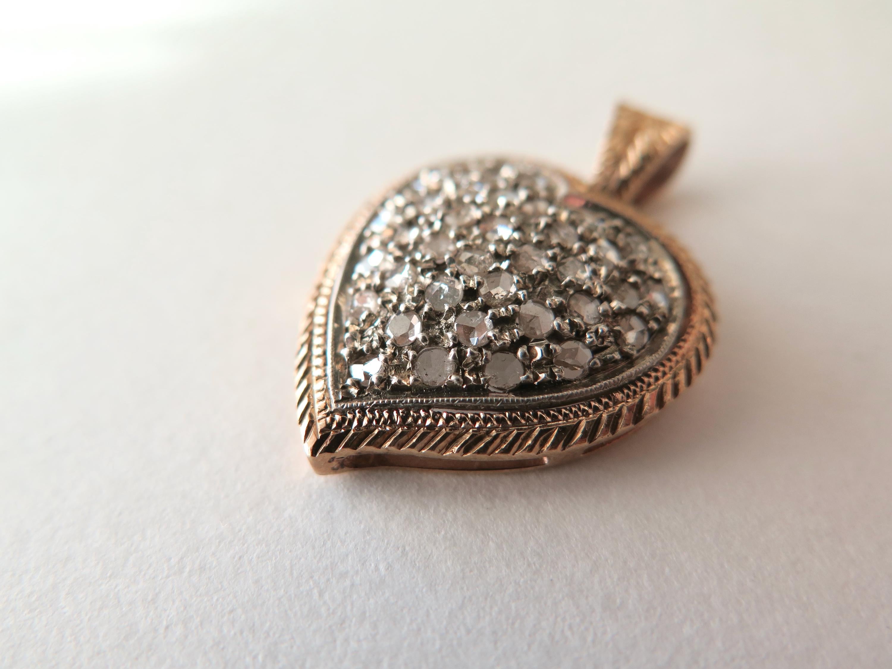 Vintage Diamond Pendant, 14k Gold, Rose-cut Diamonds, ca. 1960s