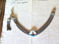 Victorian Albertina Bracelet: Enamel Boat, Silver Foxtail Tassel Chain