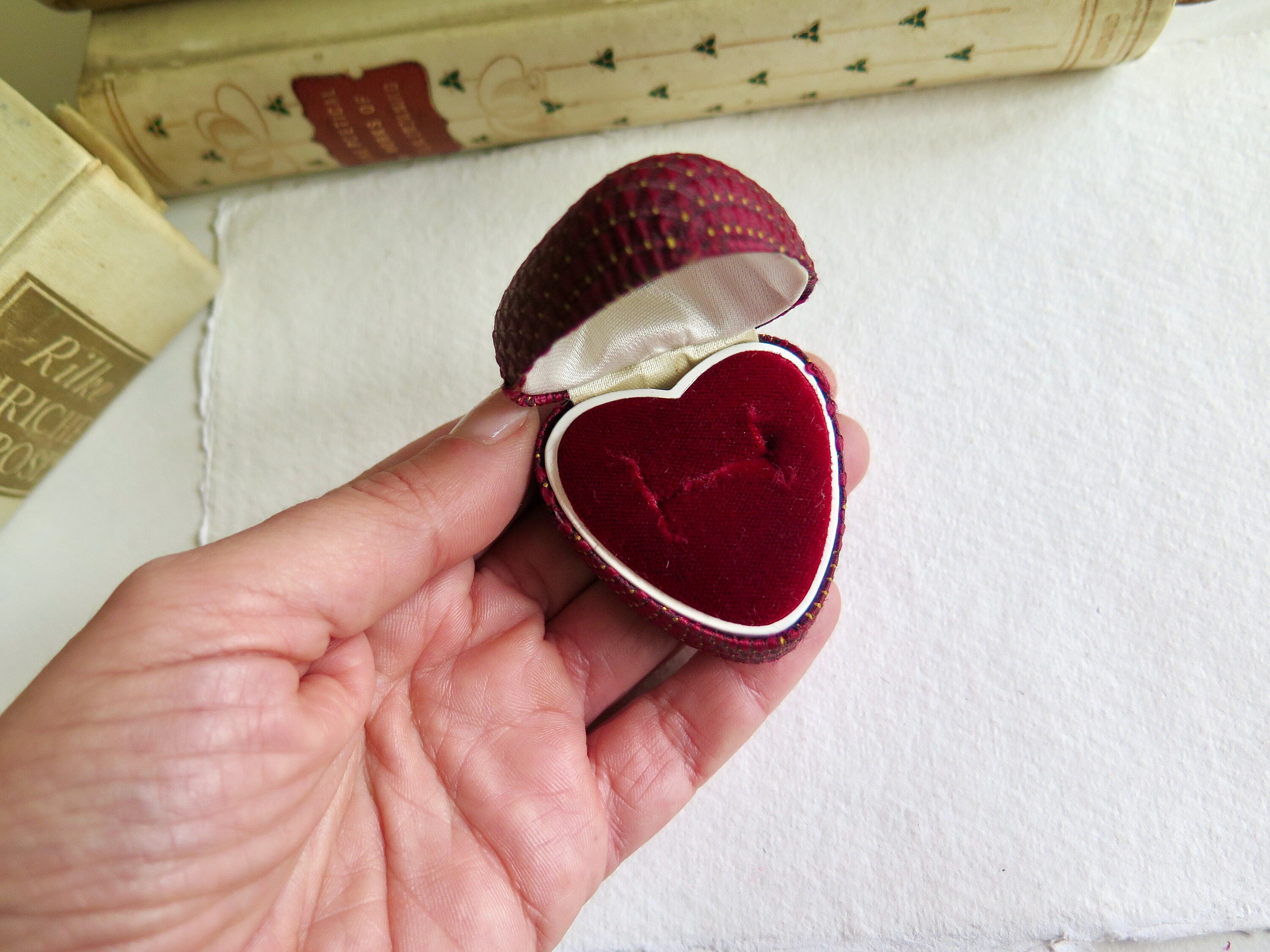 Vintage Heart Shaped Ring Box