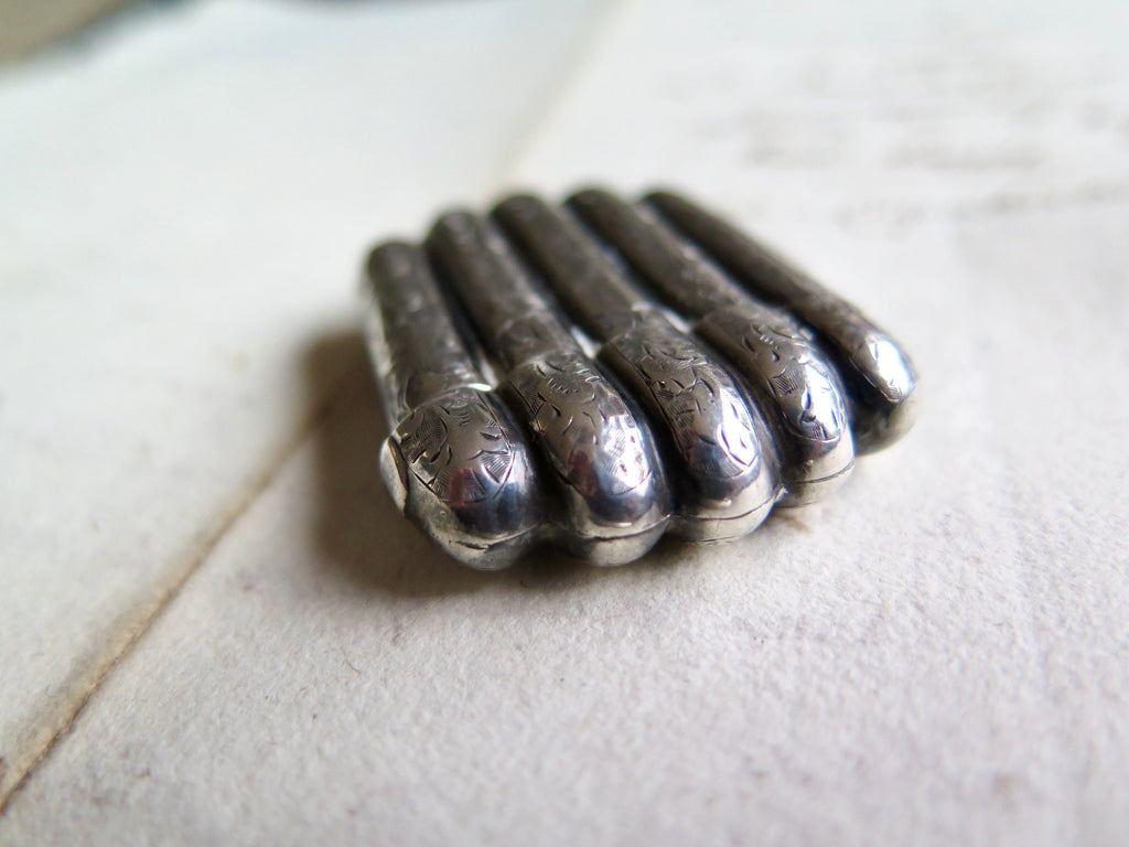 Antique Engraved Silver Vesta Case, Engraved Match Striker, Initials GL