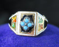 Antique Victorian 18k Gold Turquoise Enameled Ring, Size 6