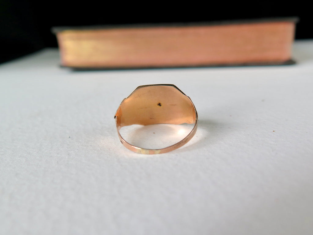 Antique Victorian 18k Gold Turquoise Enameled Ring, Size 6