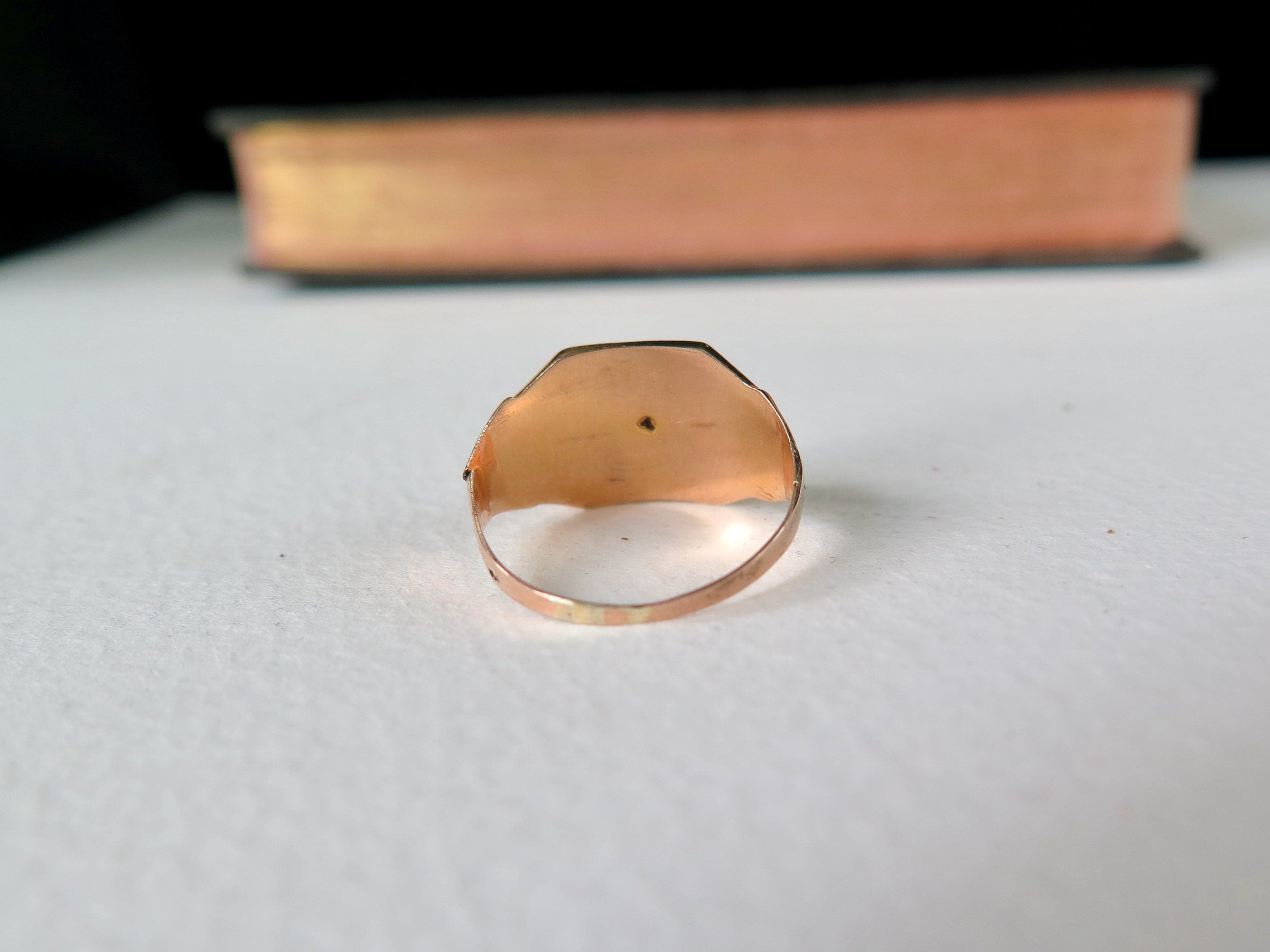 Antique Victorian 18k Gold Turquoise Enameled Ring, Size 6