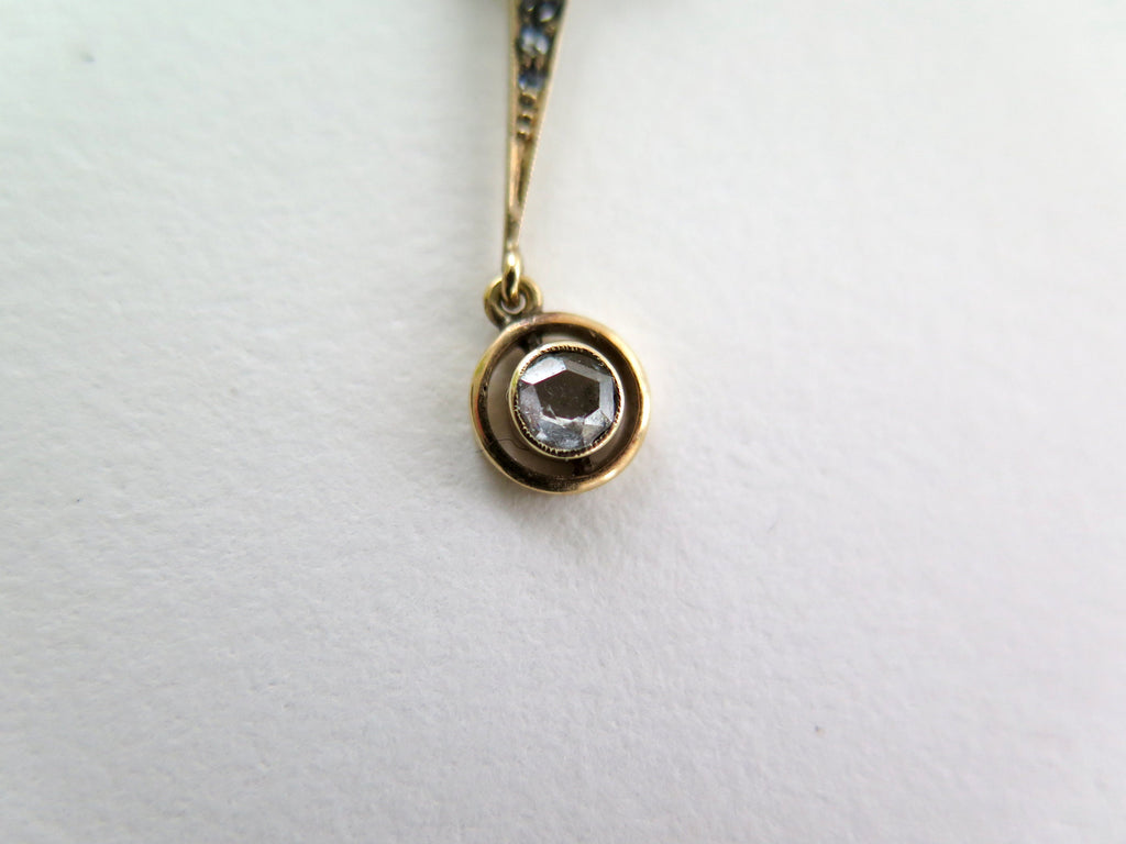 Antique Art Deco Diamond Necklace, 14k Gold, Rose-cut Diamonds, Early 1900s