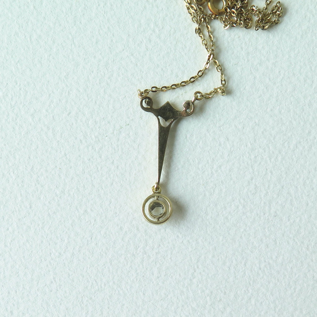 Antique Art Deco Diamond Necklace, 14k Gold, Rose-cut Diamonds, Early 1900s
