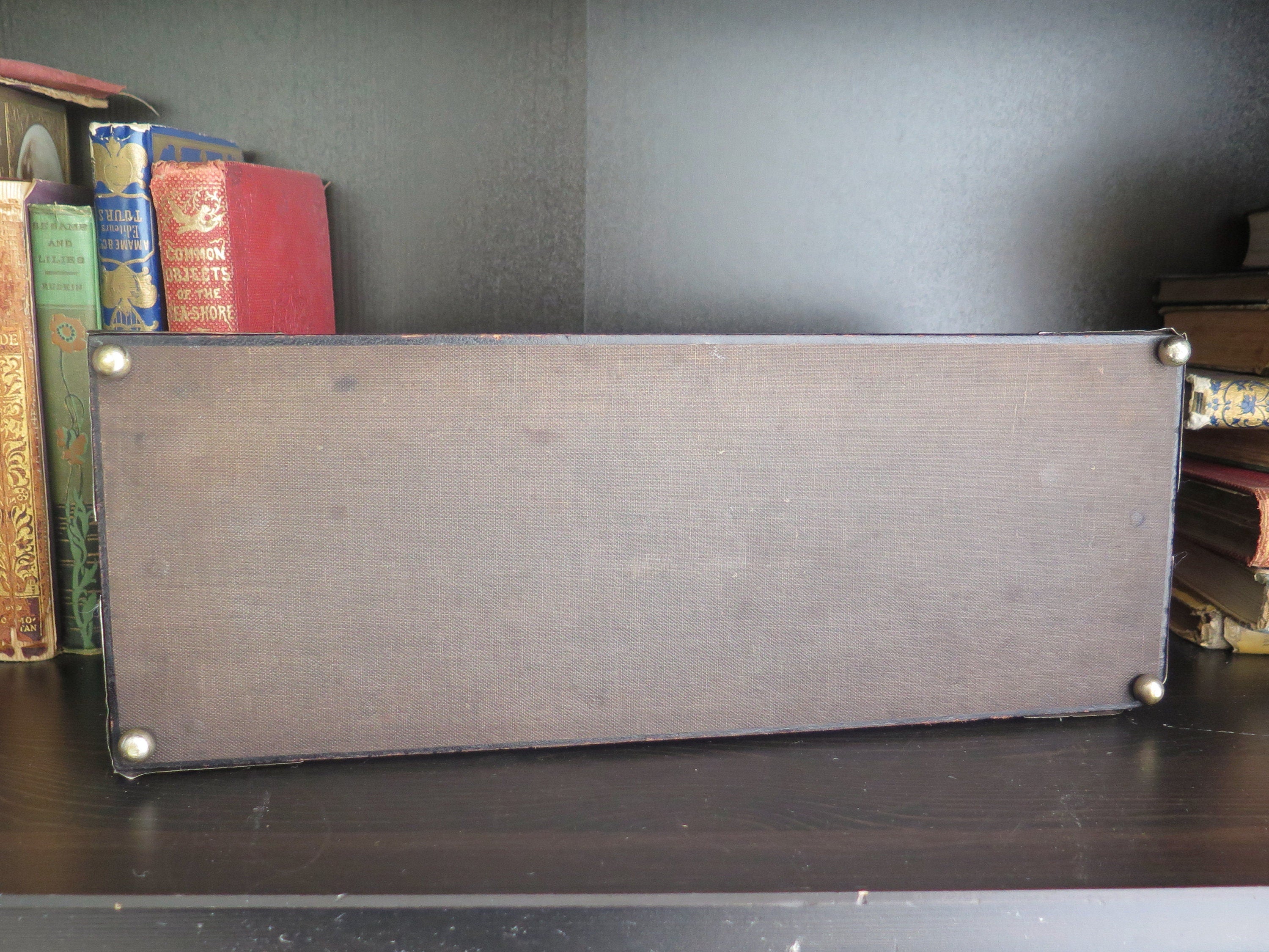 Antique Leather Box: Pink Tufted Silk Lining, Monogrammed Jewelry Storage
