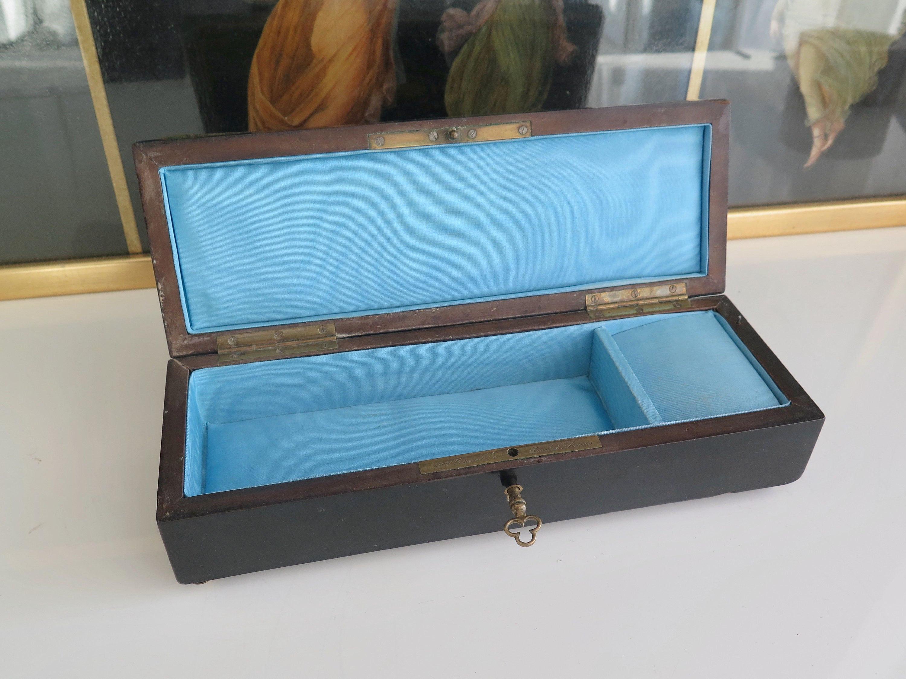 Antique French Music Jewelry Box: Vervelle Audot, Mother of Pearl Inlay