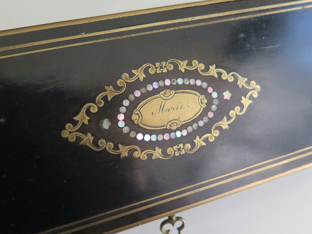 Antique French Music Jewelry Box: Vervelle Audot, Mother of Pearl Inlay