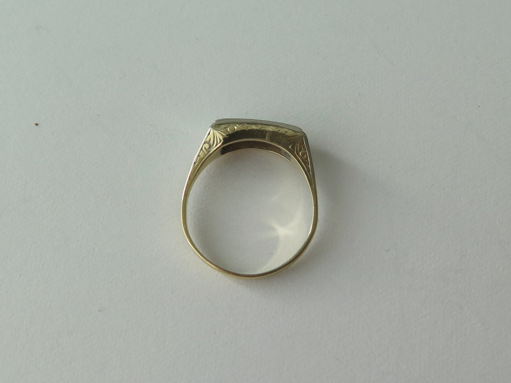 Antique Diamond Ring, 14k Gold, Mid Century Five Stone Ring