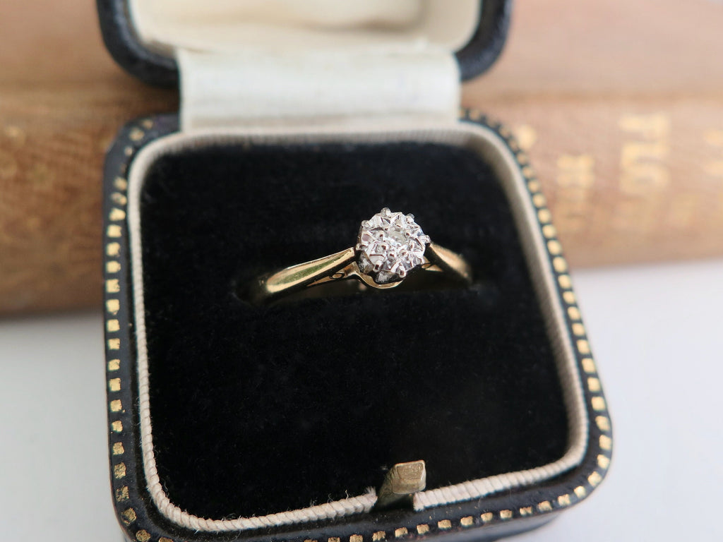 Antique diamond solitaire ring, 18k gold