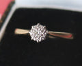 Vintage 18k Gold Diamond Solitaire Ring: Star Set Engagement Ring