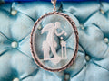 Vintage Art Deco Etched Glass Pendant, Eros Blowing Soap Bubbles, Cupid Pendant