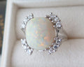 Vintage XL Opal Ring with Diamonds 18k Gold