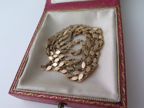 Antique 14k Gold Fancy Link Necklace, 26" Art Nouveau Sautoir