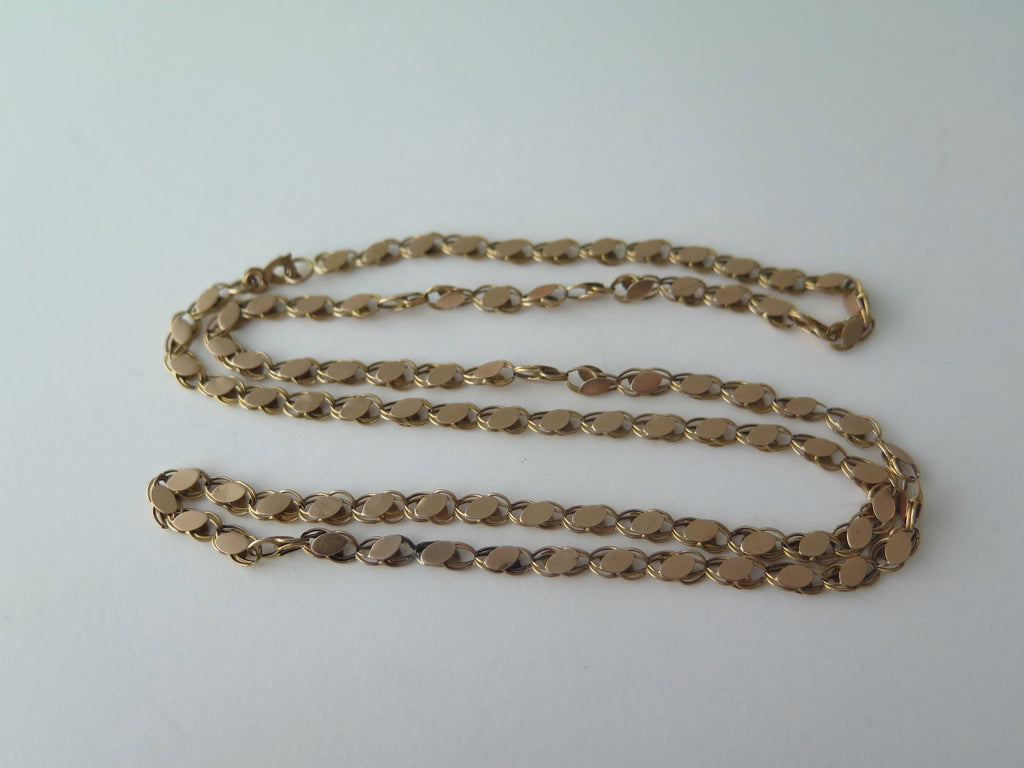 Antique 14k Gold Fancy Link Necklace, 26" Art Nouveau Sautoir