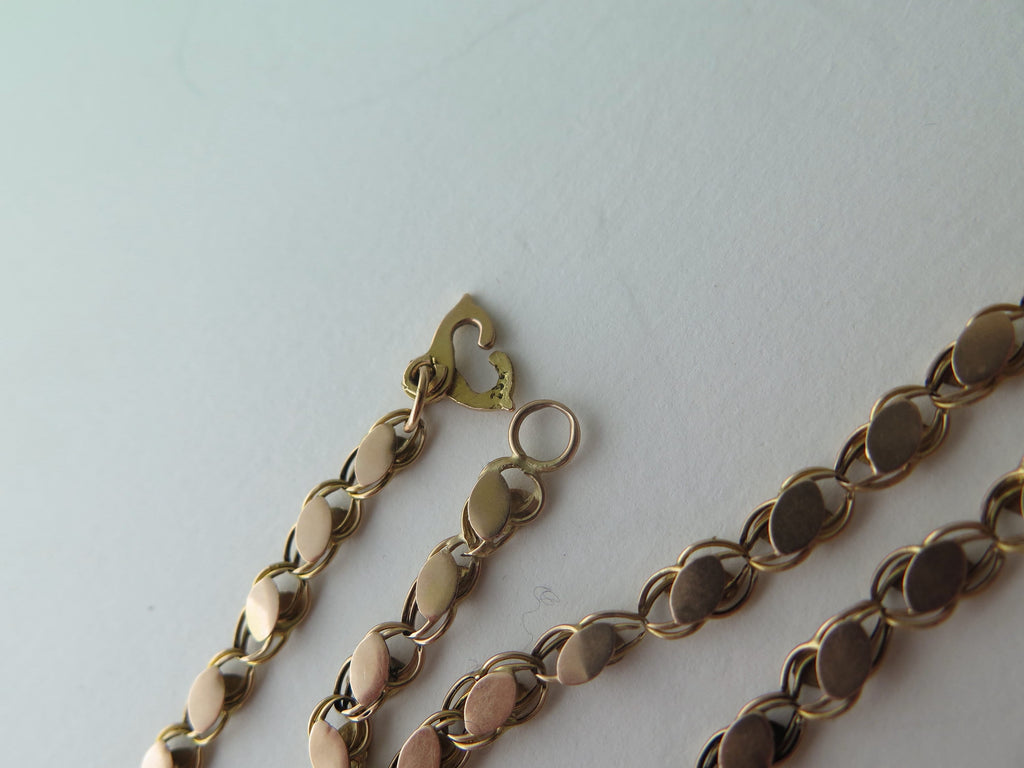 Antique 14k Gold Fancy Link Necklace, 26" Art Nouveau Sautoir