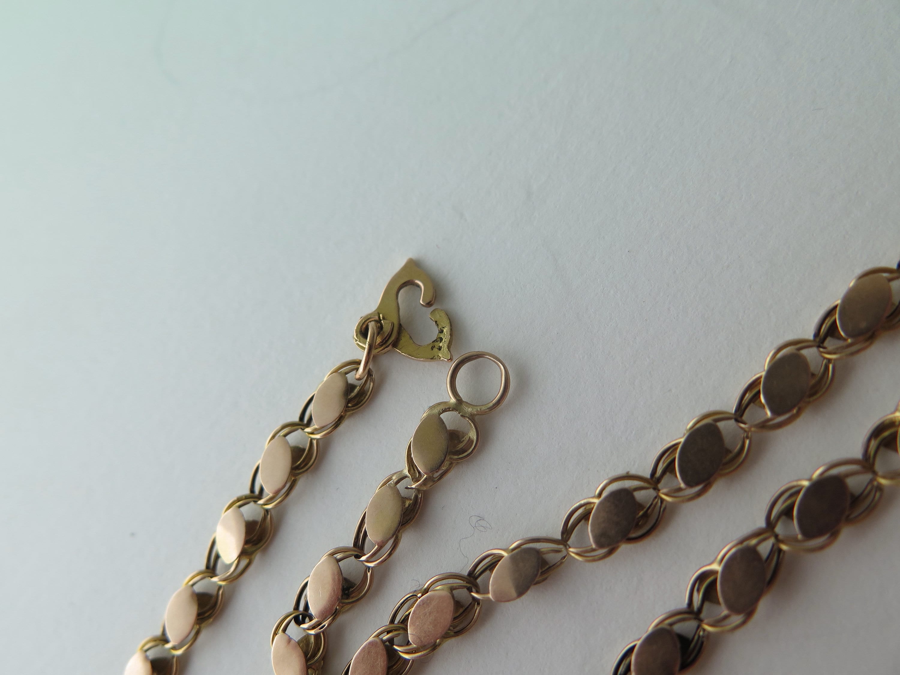 Antique 14k Gold Fancy Link Necklace, 26" Art Nouveau Sautoir