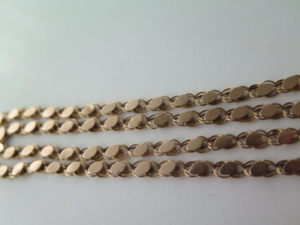 Antique 14k Gold Fancy Link Necklace, 26" Art Nouveau Sautoir