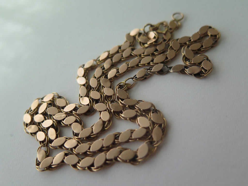 Antique 14k Gold Fancy Link Necklace, 26" Art Nouveau Sautoir