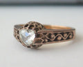 Antique Diamond Ring, Heart Shaped Rose Cut Diamond 0.50 ct, 9k Gold, Openwork Ring, Solitaire Ring, Antique Engagement Ring