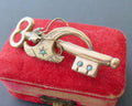 Antique Victorian 12k Gold Turquoise Key Brooch Pendant