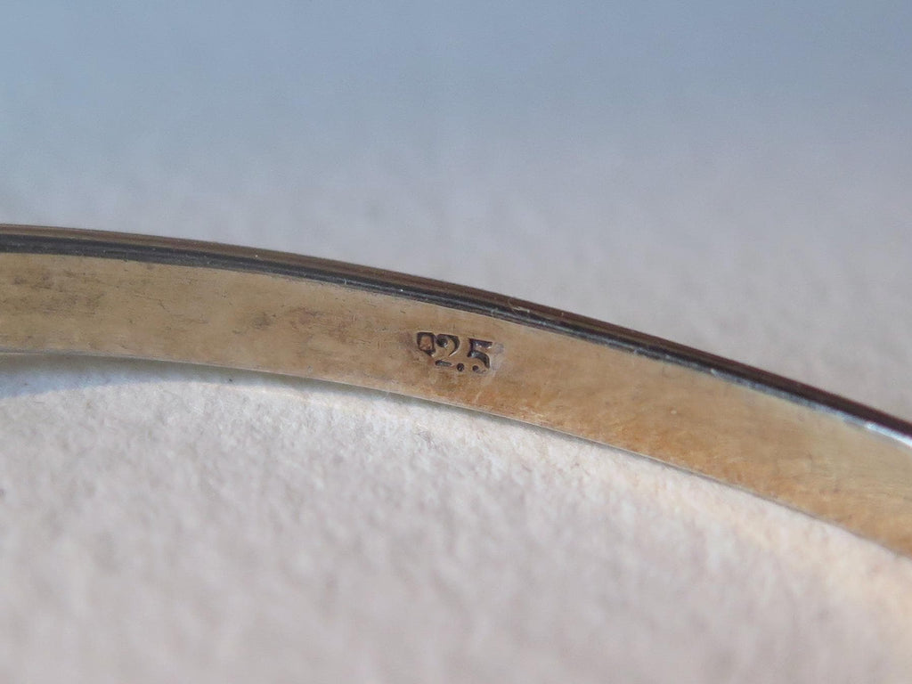 Antique Victorian Sterling Silver Garnet Bangle Bracelet