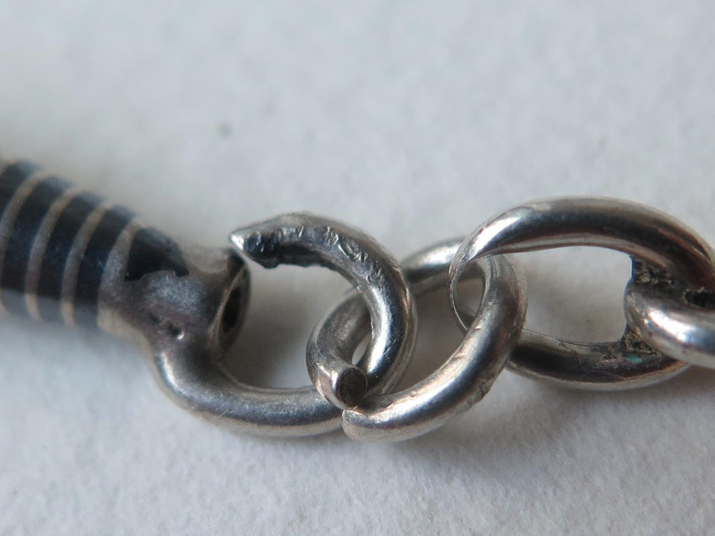 Antique Victorian Niello Silver Chain: Animalier Links, 20 Inch