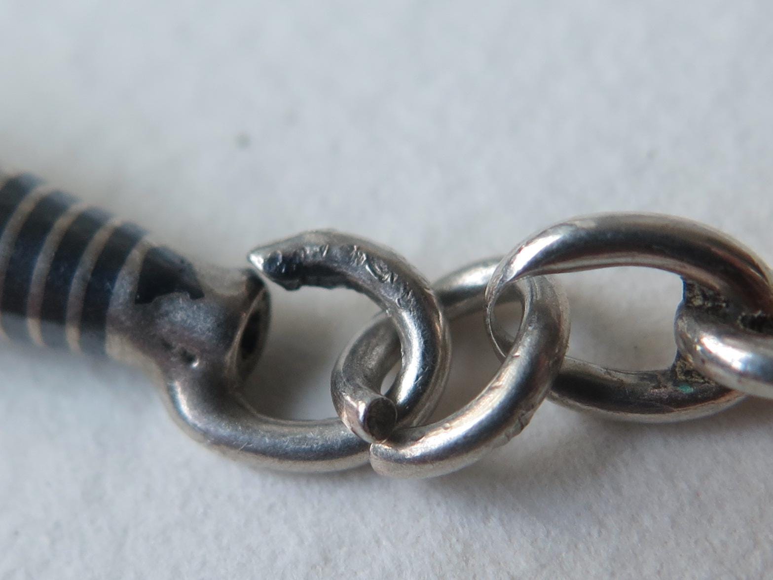 Antique Victorian Niello Silver Chain: Animalier Links, 20 Inch