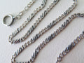 Antique Edwardian Niello Chain: 800 Silver Flat Link Necklace, 16.5"