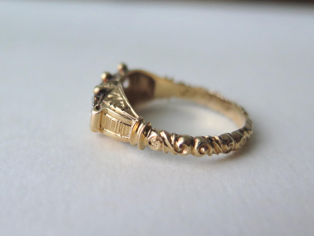 Vintage 18k Gold Rock Crystal Ring: Five Stone Riviere Design