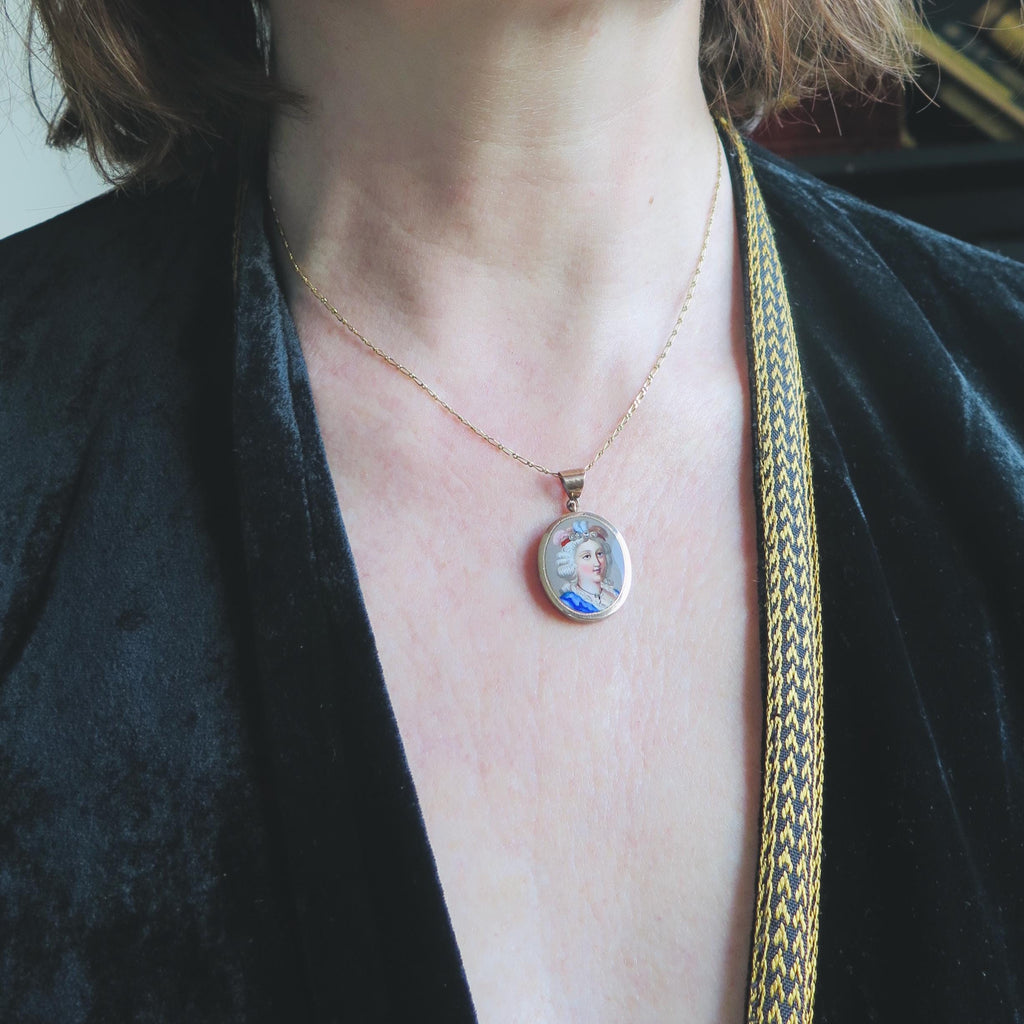 Antique Victorian 14k Enameled Gold Locket Pendant with Diamonds and Secret Religious Medal