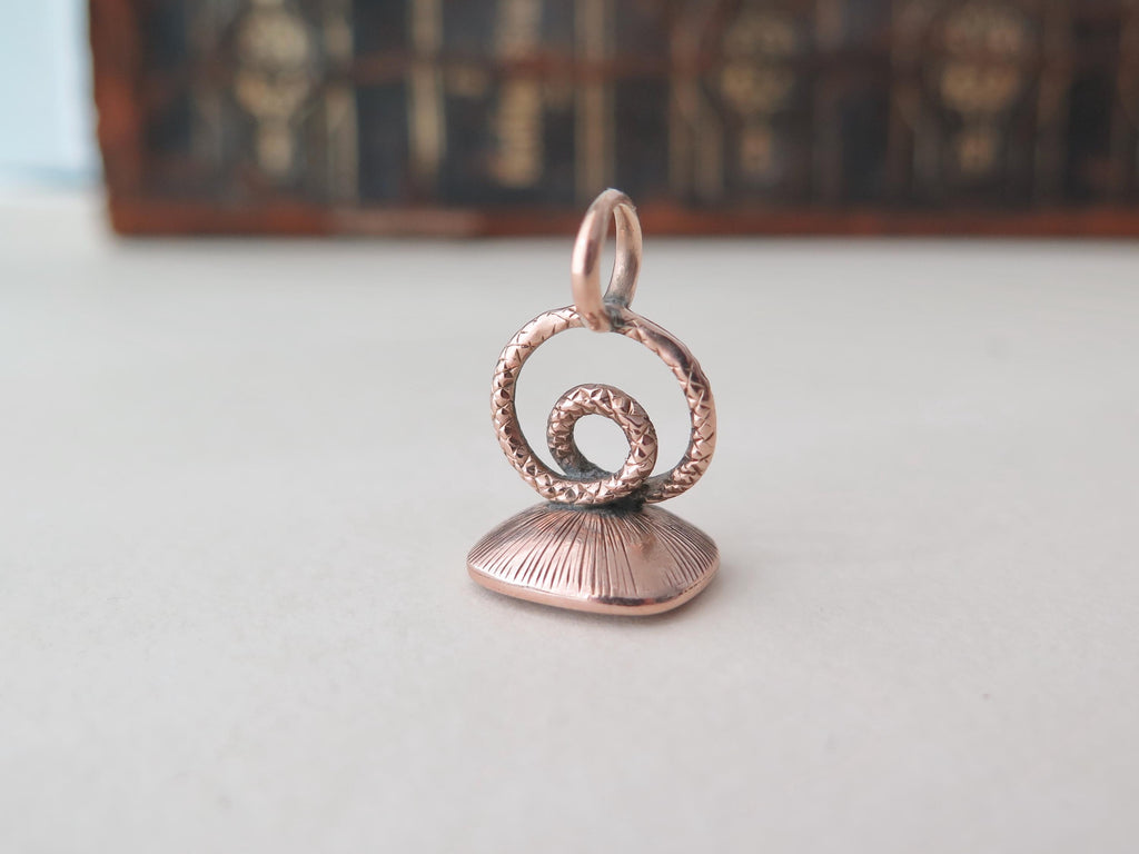 Antique Victorian Snake Fob Gold Cased White Chalcedony Serpent Fob Pendant