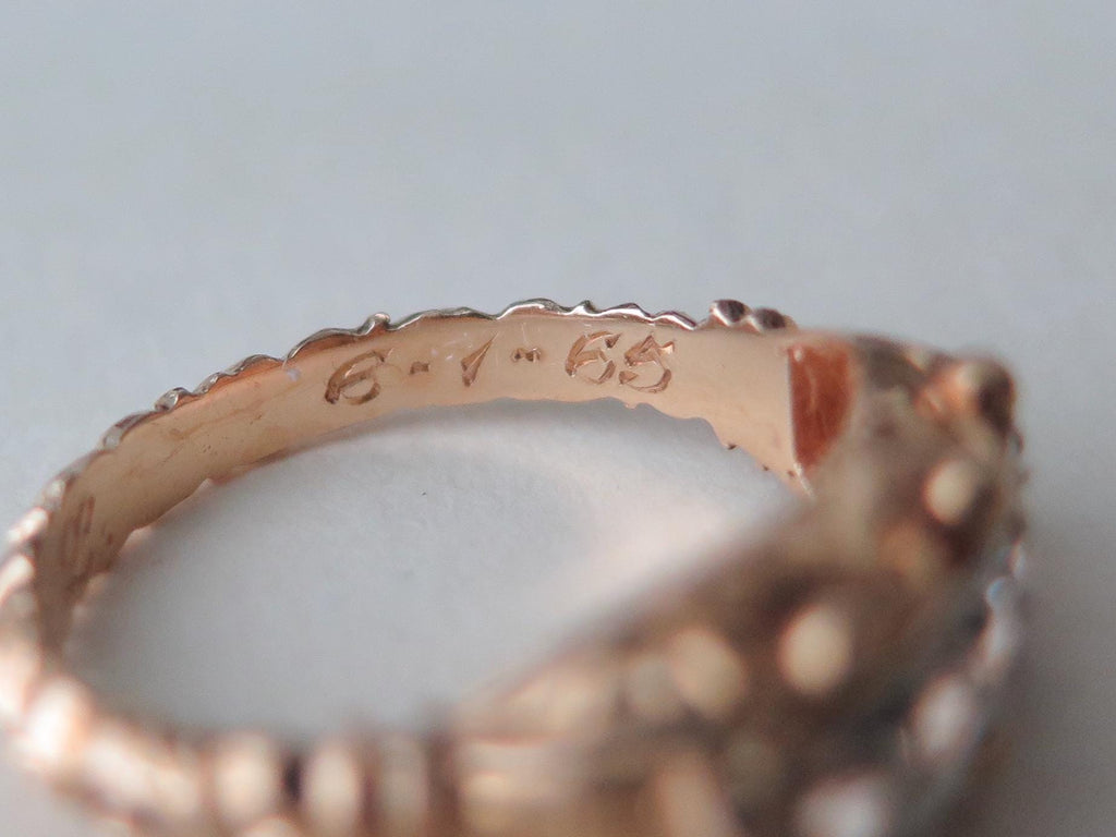 Vintage 18k Gold Rock Crystal Ring: Five Stone Riviere Design