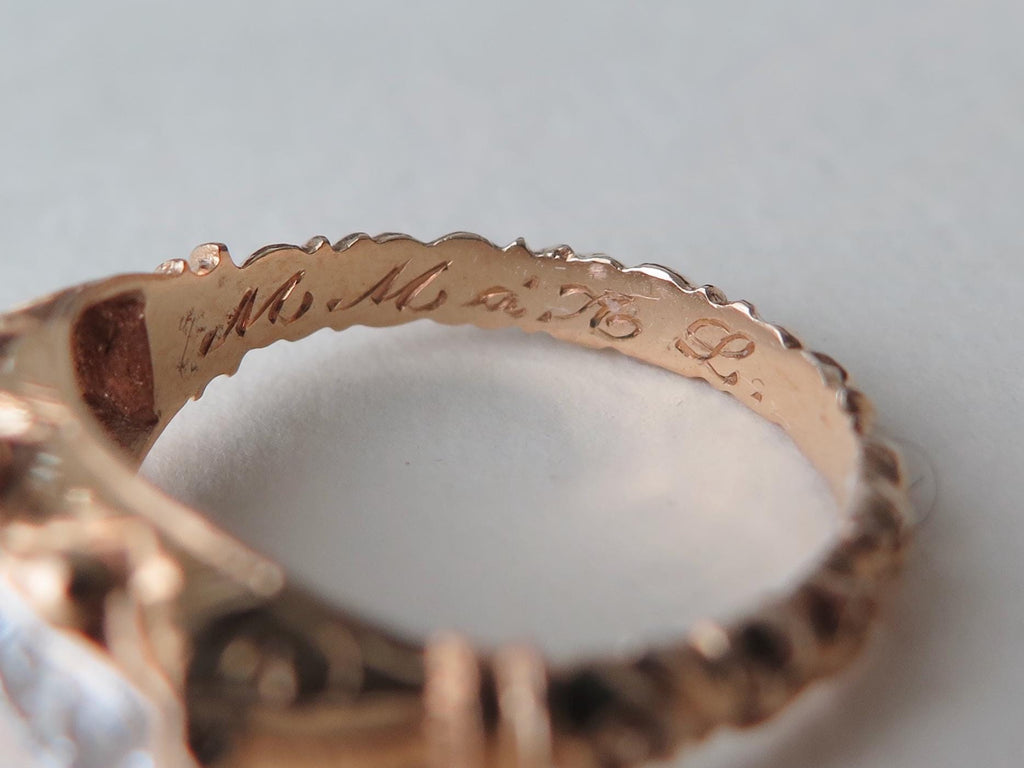 Vintage 18k Gold Rock Crystal Ring: Five Stone Riviere Design