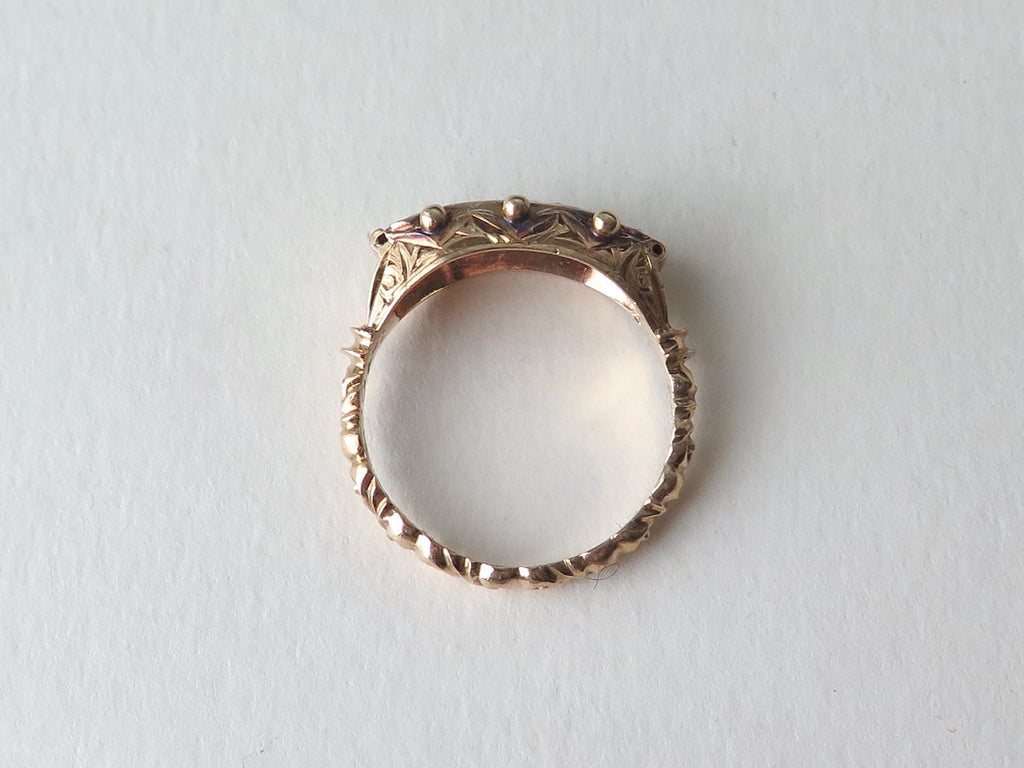Vintage 18k Gold Rock Crystal Ring: Five Stone Riviere Design