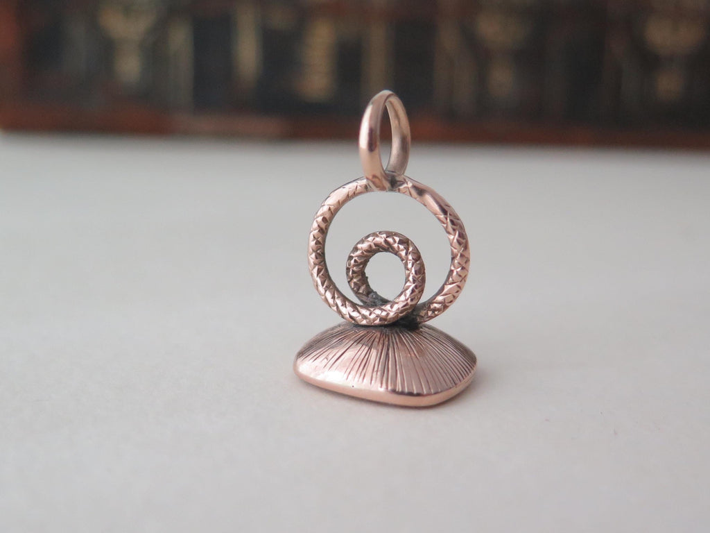 Antique Victorian Snake Fob Gold Cased White Chalcedony Serpent Fob Pendant