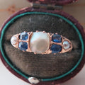 Antique Victorian MOP and Sapphire Ring, 9k Gold
