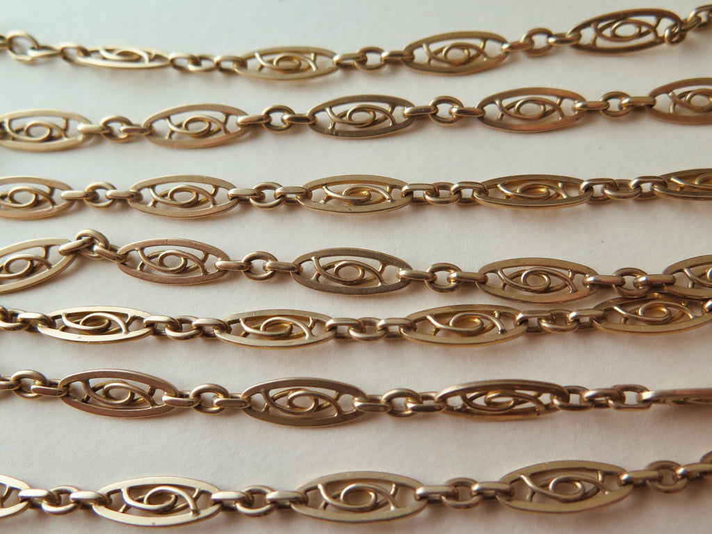 Antique Edwardian 9k Gold Longuard Chain 62.5"