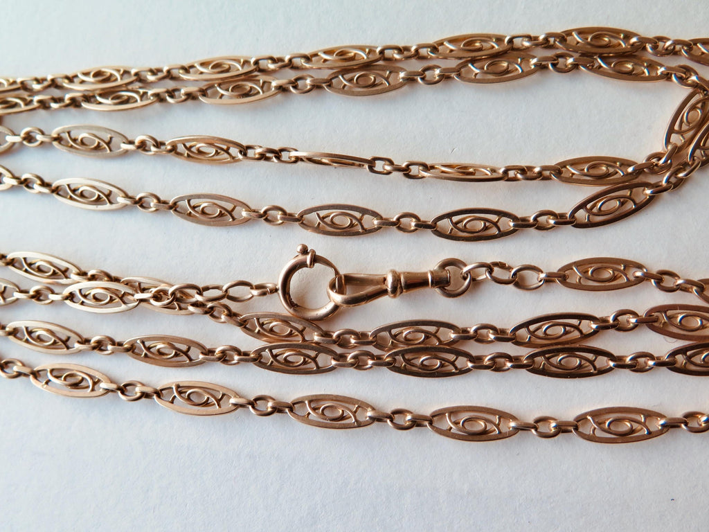 Antique Edwardian 9k Gold Longuard Chain 62.5"