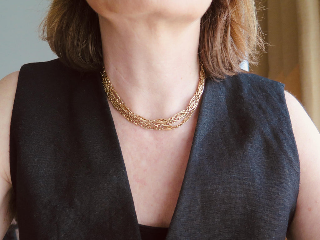 Antique Edwardian 9k Gold Longuard Chain 62.5"