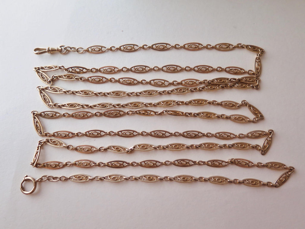 Antique Edwardian 9k Gold Longuard Chain 62.5"