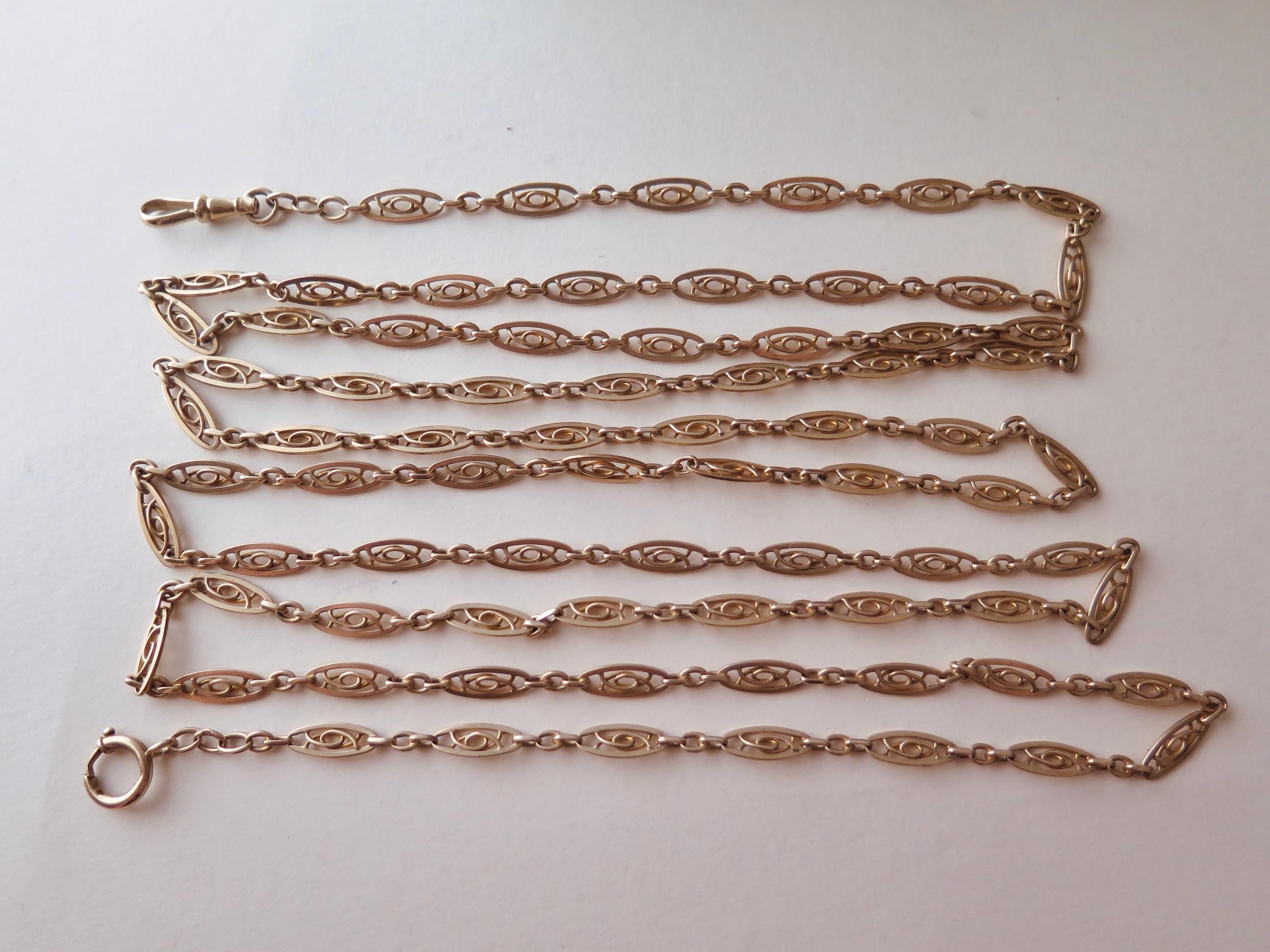 Antique Edwardian 9k Gold Longuard Chain 62.5"