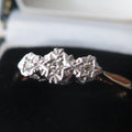 Vintage 18k Gold Platinum Diamond Ring: Star Trilogy Design